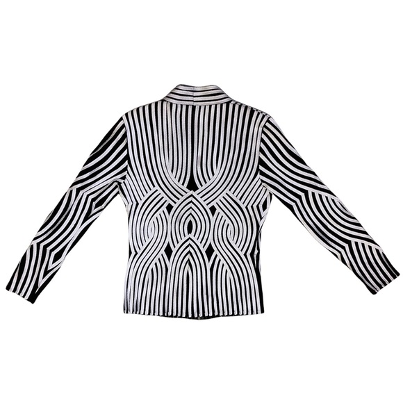 Andrea Rosati Zip Up Black Stretch Mesh Top With White Decorative Stripe Detail - Picture 2 of 4